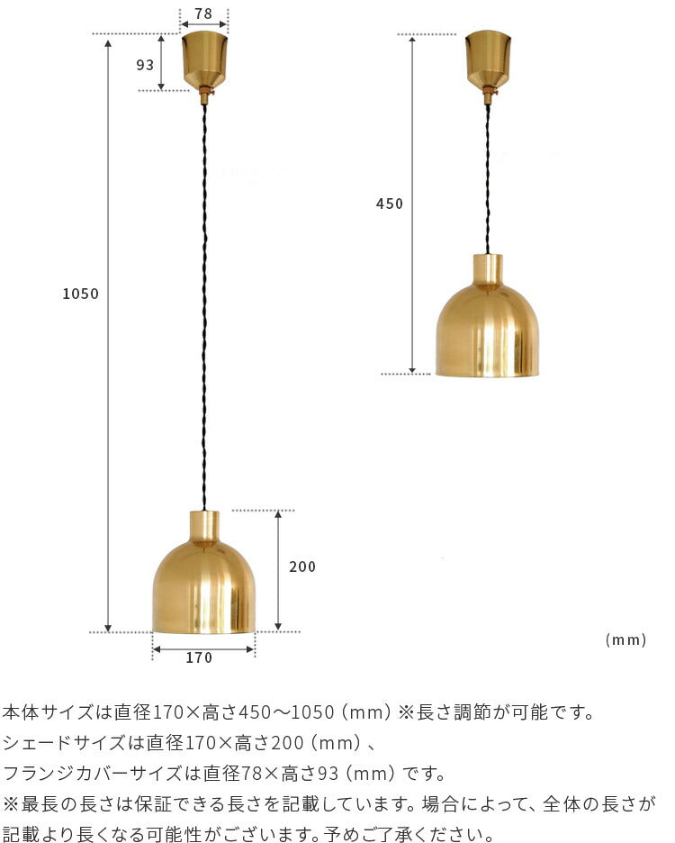 ペンダントライト 1灯 ruhe brass ルーエ ブラス