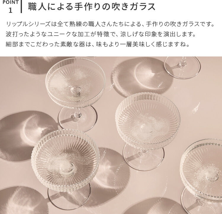 グラス リップル シャンパングラス 2個セット ファームリビング