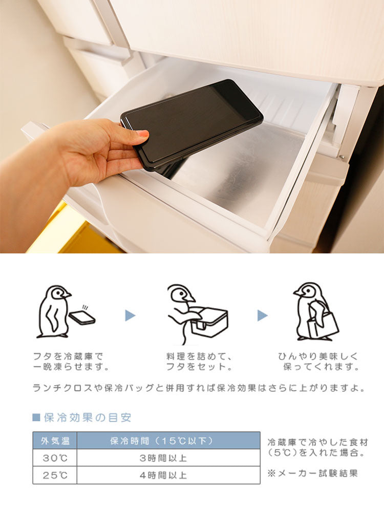 クール便着払　2本セット GEL-COOL ランチボックス square MENS ジェルクール 仕切り お弁当箱