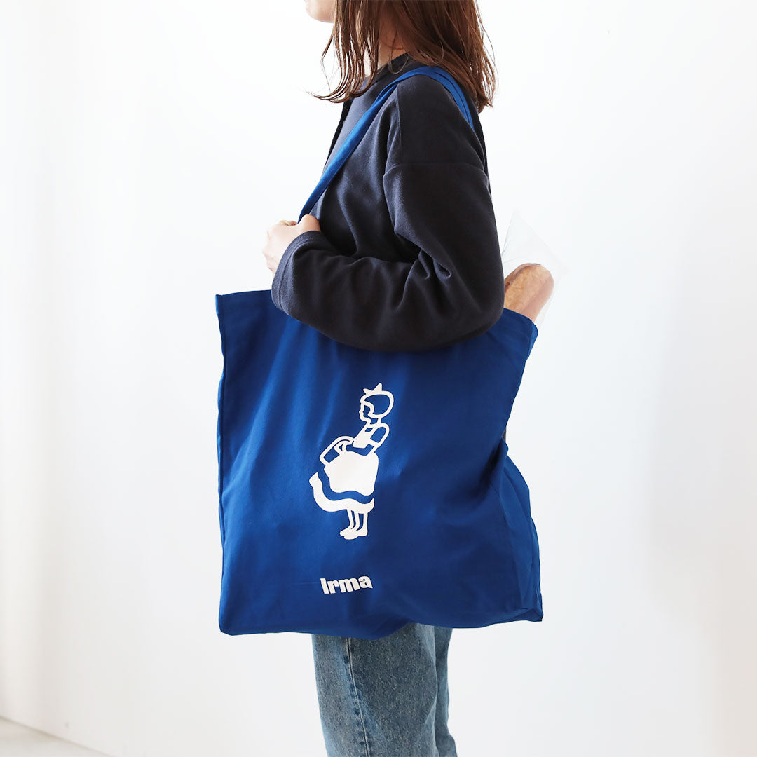 イヤマ コットン使用 エコバッグ /ショッピングバッグ 北欧雑貨/鞄　ブルー Irma イヤマ コットン刺繍バッグ （ブルー） / ショッピングバッグ
