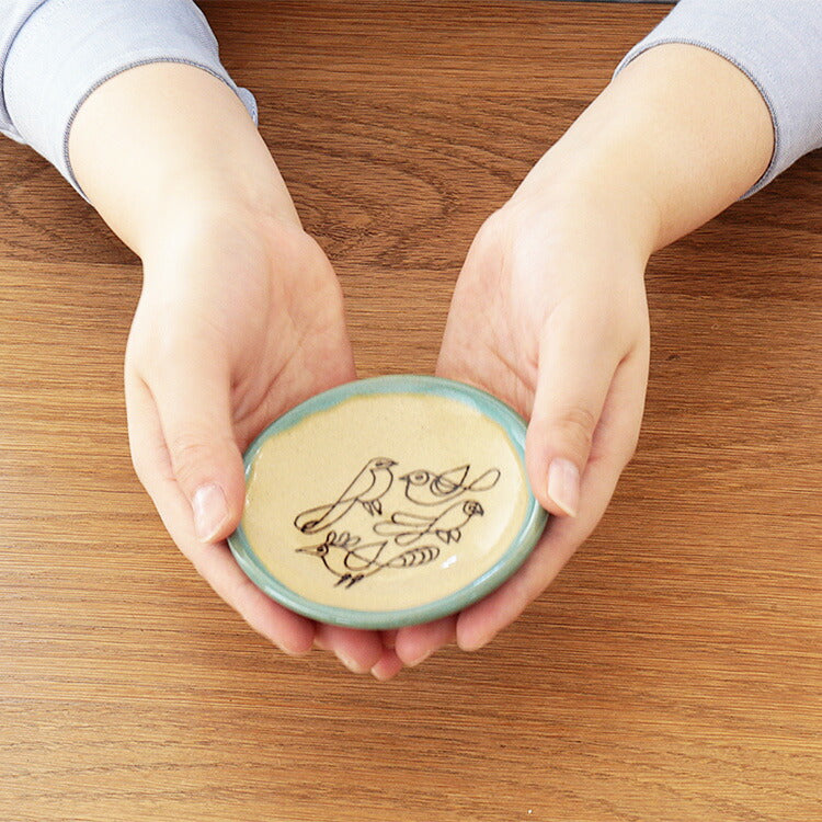 【未使用】ひゃっかいめのとり 益子の絵皿大２枚セット リサラーソン LisaLarson ひゃっかいめのとり 益子の豆皿 3寸 9cm リサ