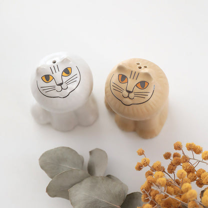 リサ・ラーソン 月のメの猫ソルト＆ペッパー　白・茶2個セット